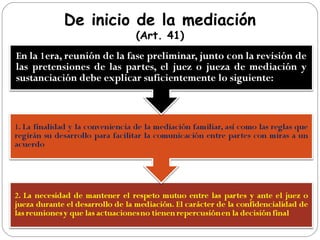De inicio de la mediación
(Art. 41)
 
