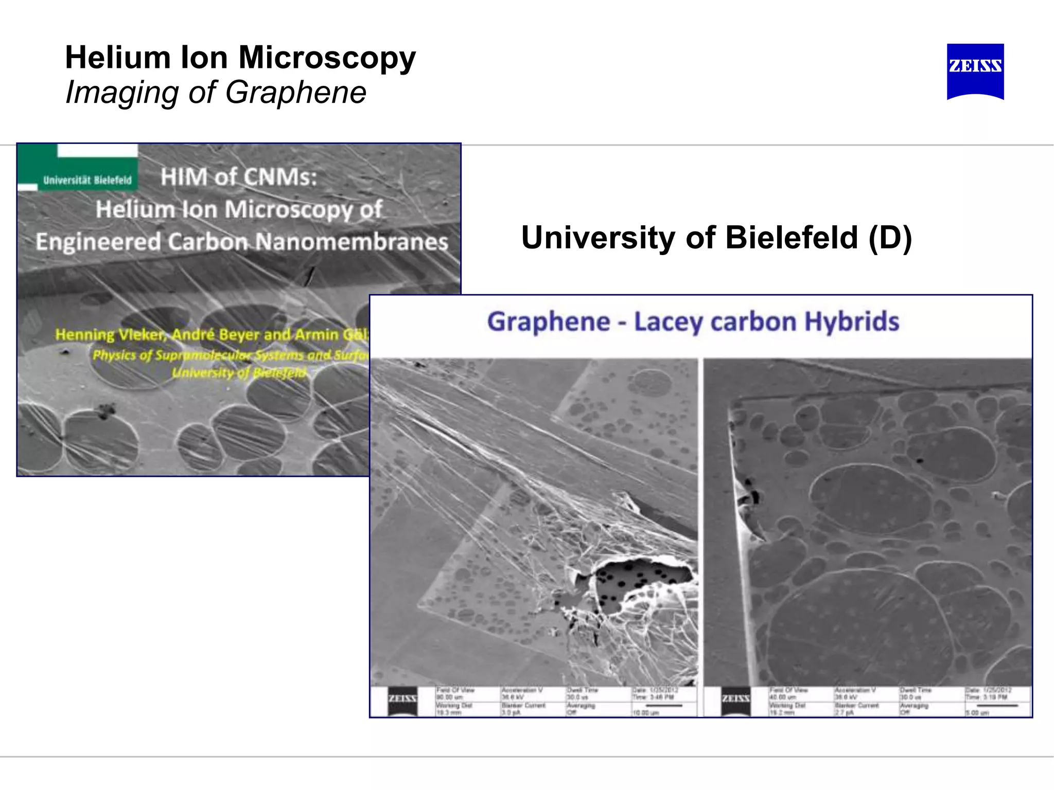University of Bielefeld (D)
Helium Ion Microscopy
Imaging of Graphene
 