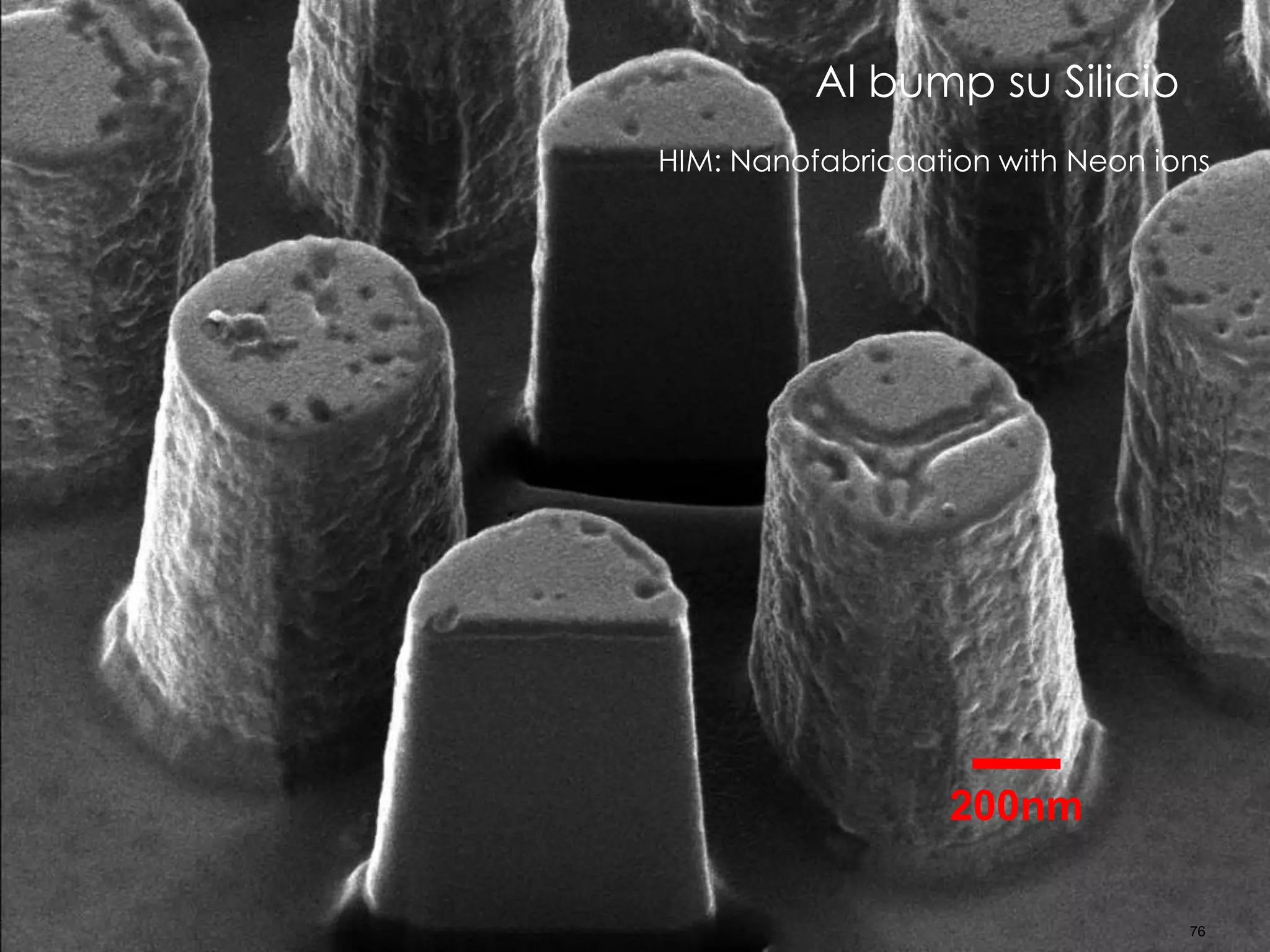200nm
76
Al bump su Silicio
HIM: Nanofabricaation with Neon ions
 