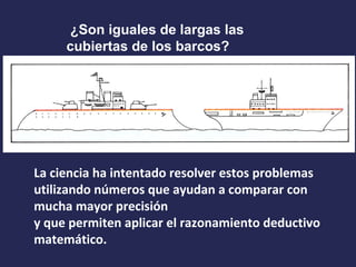 ¿Son iguales de largas las
cubiertas de los barcos?
La ciencia ha intentado resolver estos problemas
utilizando números qu...