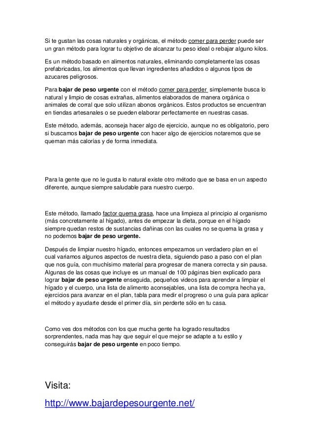 La mejor dieta para bajar de peso urgente La mejor dieta para bajar de peso urgente