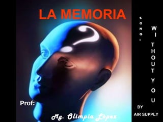 LA MEMORIA Prof: Mg.   Olimpia Lòpez Murguía SONG: W  I T HOUT Y O U BY  AIR SUPPLY 
