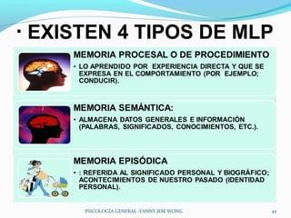 · EXISTEN 4 TIPOS DE MLP




      PSICOLOGÍA GENERAL -FANNY JEM WONG   45
 