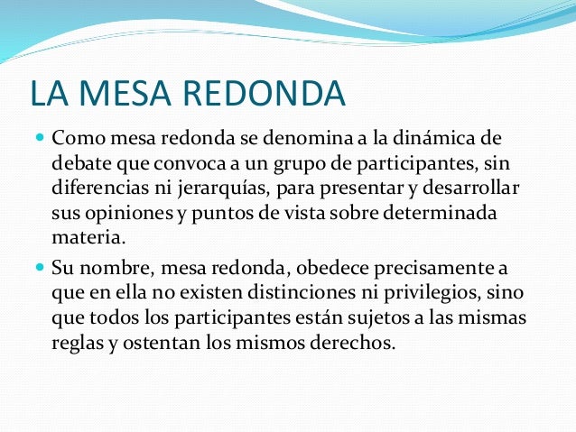 Que Es La Mesa Redonda En La Materia De Español Material