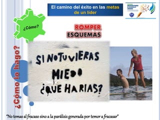 “No temas al fracasosino a la parálisisgeneradapor temora fracasar”
El camino del éxito en las metas
de un líder
 