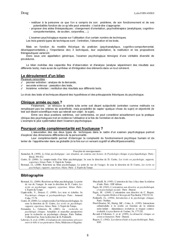 Rapport De Stage En Psychologie Clinique Pdf