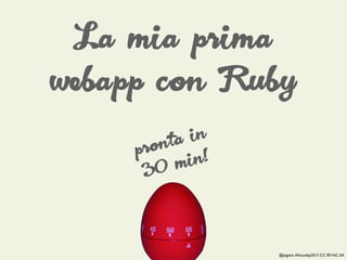 La mia prima

webapp con Ruby
in
nta
pro
in!
0 m
3

@pigatss #linuxday2013 CC BY-NC-SA

 