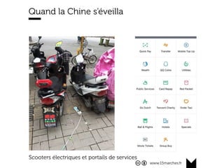 www.15marches.fr
Quand la Chine s’éveilla
Scooters électriques et portails de services
 