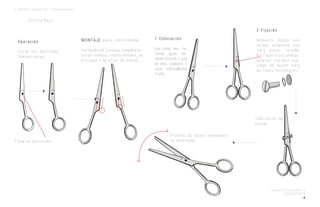 C a r o l i n a G o n z á l e z F
0 3 / 0 7 / 2 0 1 5
4
I I D i s e ñ o I n d u s t r i a l / C o n s t r u c c i ó n
P i e z a y a p e r f o r a d a
O p e r a c i ó n
P U L I R D E L M A T E R I A L
( A m b a s c a r a s )
M O N T A J E p i e z a i n d e f o r m a b l e
Por medio de 2 piezas complemen-
t a r i a s ( r e f l e j o ) i n d e f o r m a b l e s , s e
p r o s i g u e a l a u n i ó n d e a m b a s . . .
1 C o l o c a c i ó n
Una sobre otra, ha-
ciendo ajuste me-
diante el borde y guía
de ésta, cuadrand 3
caras sobresalientes
(Cuña)
2 F i j a c i ó n
M o m e n t o d o n d e s o n
u n i d a s m e d i a n t e u n a
3 e r a p i e z a , t o r n i l l o
l i s o * q u e c r u z a a m b a s ,
d e j a n d o u n a l e v e s u a -
v i d a d d e a j u s t e p a r a
u n f u t u r o m o v i m i e n t o .
P r o c e s o d e o b j e t o c o m p u e s t o
y a t e r m i n a d o .
C o l o c a c i ó n d e
p i e z a s
. . . O r i f i c i o l i s t o *
 