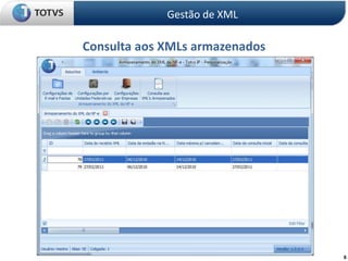 Consulta aos XMLs armazenados
Gestão de XML
6
 