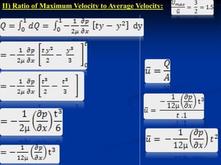 II) Ratio of Maximum Velocity to Average Velocity:
 