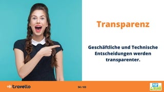 56 / 83
Transparenz
Geschäftliche und Technische
Entscheidungen werden
transparenter.
 