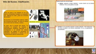 Sitio del Suceso. Clasificación.
 