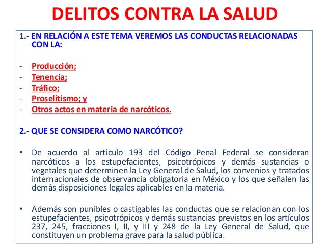 Delitos En La Ley General De Salud