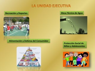 Recreación y Deportes
Alimentación y Defensa del Consumidor
Mesa Técnica de Agua
Protección Social de
Niños y Adolescentes
 