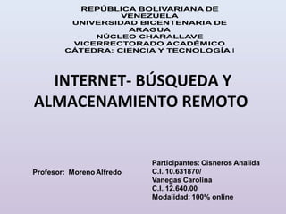 INTERNET- BÚSQUEDA Y
ALMACENAMIENTO REMOTO
 