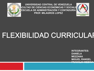 UNIVERSIDAD CENTRAL DE VENEZUELA
FACULTAD DE CIENCIAS ECONÓMICAS Y SOCIALES
ESCUELA DE ADMINISTRACIÓN Y CONTADURÍA
PROF. MILAGROS LOPEZ
INTEGRANTES:
DANIELA
MEZZANA
MIGUEL RANGEL
FRANKLIN MEDINA
 