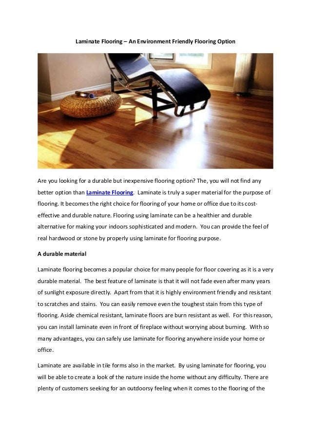 Laminate Flooring An Environment Friendly Flooring Option