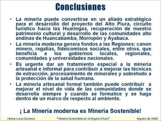 LA MINERIA ARTESANAL Y EL MEDIO AMBIENTE EN LA REGION PIURA | PPT
