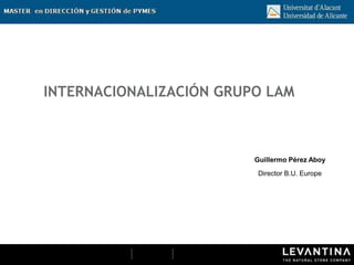 INTERNACIONALIZACIÓN GRUPO LAM
Guillermo Pérez Aboy
Director B.U. Europe
 