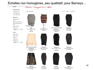 Échelles non homogènes, peu qualitatif, pour Barneys… 