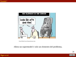 !26
Non è esattamente così
La qualità delle previsioni non è accuratissima ovunque. Anzi,
di solito, è relativamente povera alle piccole scale che non sono mai
controllate. Il problema è la verifica.
Il lavoro dell’ingegnere ambientale* non utilizza necessariamente la
conoscenza in tempo reale. La pianificazione richiede la previsione in
senso statistico.
*Certo non voglio discriminare gli ingegneri civili, ma affermare che c’è uno specifico in questi studi
La gestione del territorio, per il bene comune, implica la verifica e il
bilanciamento di vari fattori, di porre in evidenza alternative che
rispondono a bisogni delle società locali e globali.
Tutto deve essere fatto in congruenza con le disposizioni di legge e le
varie gerarchie di norme.
Rigon et al.
Gulp!
 