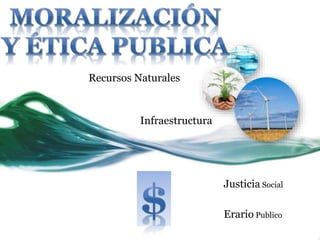 Recursos Naturales
Infraestructura
Erario Publico
Justicia Social
 
