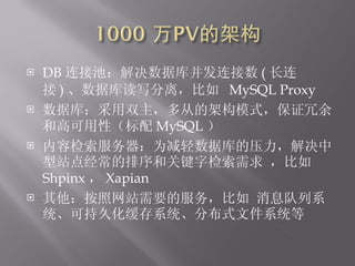 DB ӳأݿⲢ (  ) ݿд룬  MySQL Proxy ݿ⣺˫ӵļܹģʽ֤͸߿ԣ MySQL  ݼΪݿѹվ㾭͹ؼּ   Shpinx  Xapian վҪķ񣬱 Ϣϵͳɳ־ûϵͳֲʽļϵͳ 