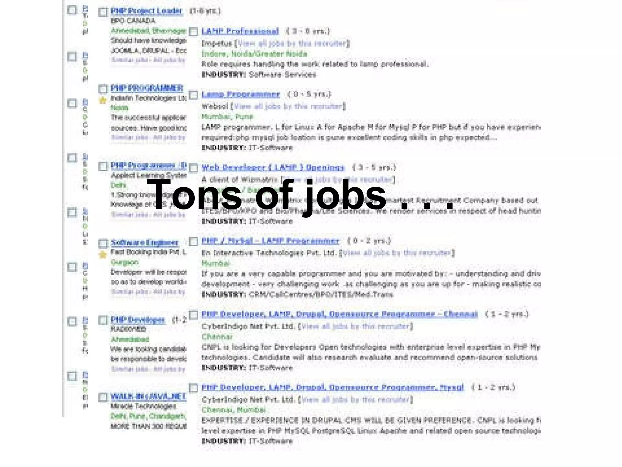 Tons of jobs . . . 