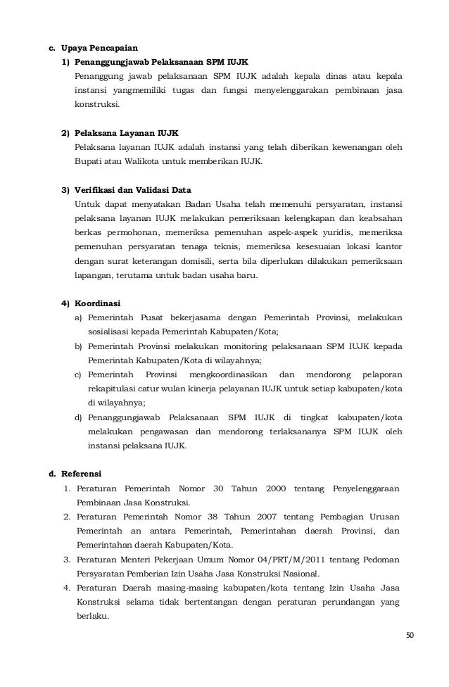 Permen PU 01 2014 Standar Pelayanan Minimal Bidang 