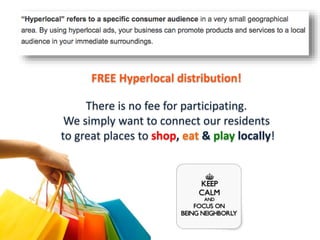 Build A Calendar
 Identify
Find	
  an	
  Elite	
  Business	
  to	
  feature	
  each	
  month.	
  
Elite	
  Business	
  January	
  	
  –	
  ____________________________________	
  
New	
  Beginnings:	
  health	
  and	
  ﬁtness	
  club,	
  bookstore,	
  paper	
  store	
  with	
  journals	
  
Elite	
  Business	
  February	
  	
  -­‐	
  ____________________________________	
  
Love:	
  ﬂower	
  shop,	
  candy	
  store,	
  romance	
  items	
  
Elite	
  Business	
  March	
  	
  -­‐	
  	
  ____________________________________	
  
Luck:	
  green	
  plants,	
  cup	
  cakes,	
  “green”	
  environmental	
  services	
  
Elite	
  Business	
  April	
  	
  -­‐	
  	
  ____________________________________	
  	
  
Spring:	
  shopping,	
  cleaning,	
  ﬂowers,	
  umbrellas,	
  wedding	
  photographer	
  
Elite	
  Business	
  May	
  	
  –	
  	
  ____________________________________	
  
Gradua-on:	
  oﬃce	
  supply	
  store,	
  desk	
  products,	
  Cinco	
  d-­‐Mayo:	
  Feature	
  La-n	
  Flavors	
  and	
  tradi-ons!	
  	
  
Elite	
  Business	
  June	
  	
  -­‐	
  ____________________________________	
  	
  	
  
Summer:	
  garden	
  centers,	
  swimming	
  toys,	
  golf,	
  tennis,	
  bike	
  shop	
  and	
  parks	
  	
  
Elite	
  Business	
  July	
  	
  –	
  ____________________________________	
  	
  	
  
Independence	
  Day:	
  patrio-c	
  events,	
  ﬂags,	
  picnic	
  food,	
  summer	
  sports	
  
Elite	
  Business	
  August	
  	
  –	
  ____________________________________	
  	
  	
  	
  
End	
  of	
  summer	
  things	
  to	
  do:	
  picnic	
  spots	
  and	
  products,	
  vaca-on	
  packages	
  from	
  a	
  travel	
  agency	
  
Elite	
  Business	
  September	
  	
  –	
  ____________________________________	
  
Back	
  to	
  School:	
  school	
  supplies,	
  school	
  closes,	
  electronics,	
  books,	
  clothing	
  
Elite	
  Business	
  October	
  	
  –	
  ____________________________________	
  
Fall	
  Harvest,	
  Breast	
  Cancer	
  Awareness:	
  pumpkin	
  patch,	
  Halloween	
  costume	
  shops,	
  party	
  stores,	
  hospitals	
  
Elite	
  Business	
  November	
  	
  -­‐	
  ____________________________________	
  
Thanksgiving:	
  bakery,	
  grocery	
  stores,	
  ski	
  liU,	
  snow	
  -res	
  
Elite	
  Business	
  December	
  	
  –	
  ____________________________________	
  
Holiday:	
  shopping	
  deals,	
  hobby	
  stores	
  with	
  decora-ons,	
  craU	
  centers	
  with	
  home-­‐made	
  giU	
  ideas,	
  photographer	
  
	
  
 