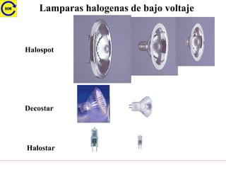Lamparas halogenas de bajo voltaje
Halospot
Decostar
Halostar
 