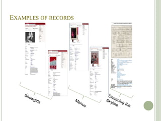 EXAMPLES OF RECORDS
 