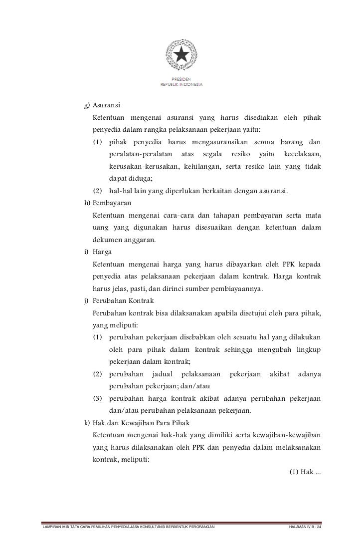 pelaksanaan pengadaan barang jasa jaminan Lampiran IVB Pengadaan Perorangan Konsultansi Jasa