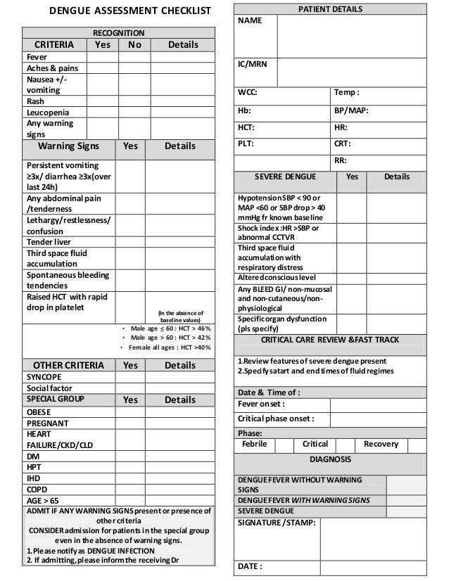 Denggi Assessment Checklist Malaysia Denggi CPG 3rd Edition denggi-assessment-checklist-malaysia-denggi-cpg-3rd-edition