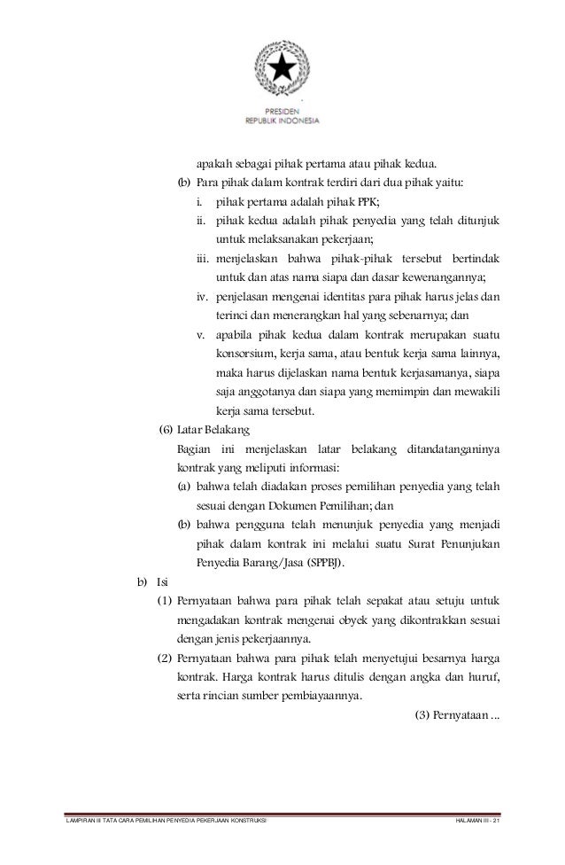 Lampiran III Pekerjaan Konstruksi (PerPres 54 Tahun 2010) Lampiran III Pekerjaan Konstruksi (PerPres 54 Tahun 2010)