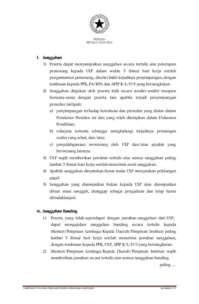 Lampiran III Pekerjaan Konstruksi (PerPres 54 Tahun 2010)