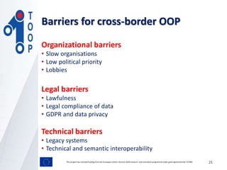 Barriers for cross-border OOP
This project has received funding from the European Union’s Horizon 2020 research and innova...