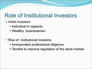 Role of Institutional Investors in Corporate Governance | PPT