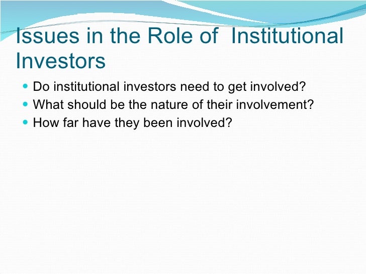Dissertation on role of institutional investors
