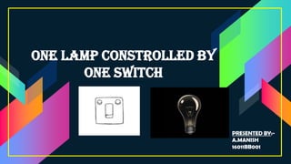 ONE LAMP CONSTROLLED BY
ONE SWITCH
PRESENTED BY:-
A.MANISH
16011BB001
 