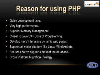 gdfdgdfdh
fhfjdfhjgfh
gfgjdfhgjd
hffkkfjgkfj
• Quick development time.
• Very high performance.
• Superior Memory Management.
• Closer to Java/C++ Style of Programming.
• Develop more interactive dynamic web pages.
• Support all major platform like Linux, Windows etc.
• Features native supports most of the database.
• Cross Platform Migration Strategy.
 