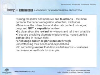 Personalised Audiences, Immersive Services - Gary Hayes