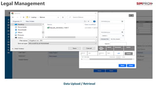 Legal Management
Legal Data Entry
Legal Data Update
Data Upload / Retrieval
 