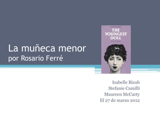 La muñeca menor
por Rosario Ferré
Isabelle Bizub
Stefanie Camilli
Maureen McCarty
El 27 de marzo 2012
 