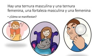 Hay una ternura masculina y una ternura
femenina, una fortaleza masculina y una femenina
• ¿Cómo se manifiestan?
 