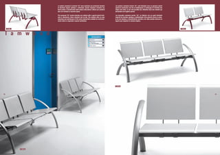 Le sedute Lamwood in versione “AL” sono realizzate con particolari laminati      Les poutres Lamwood version “AL”, sont fabriqués avec un panneau laminé
                         di alluminio dogato, ignifugo e antiscivolo. Questa soluzione consente una       spécial en aluminium, non-feu et antidérapant. Le nettoyage et l’entretien des
                         facile pulizia e manutenzione della seduta indicandone l’utilizzo per ambienti   sièges sont aisés, ce qui rend possible leur utilisation dans des endroits qui
                         dove sia richiesta la massima igiene.                                            demandent une hygiène spécial.

                         The Lamwood “AL” version benches are realized with a special staved lami-        Las bancadas Lamwood version “AL”, se fabrican con un panel laminado
                         nate in alluminium, flame retardant and no-slip. This solution offer an easy     especial de aluminio, ignifugo y antideslizante. Esta soluciòn ofrece la venta-
                         cleanning and maintenance of the seats making them suitable for environne-       ja de una limpieza y mantenimiento sencillos y las sillas pueden ubicarse en
                         ments where is requested a special sanitations.                                  lugares que requieren la màxima higiene.



     712/AL
      640                                                                                                                                                                                   712/AL



     l a m w o o d




                                                                                                          713/B/AL




12                                                                                                                                                                                                   13




              713/B/AL
 