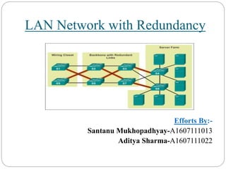 LAN Network with Redundancy
Efforts By:-
Santanu Mukhopadhyay-A1607111013
Aditya Sharma-A1607111022
 
