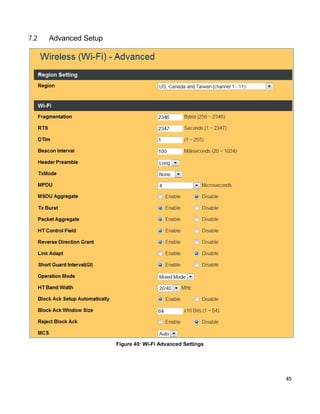 7.2

Advanced Setup

Figure 40: Wi-Fi Advanced Settings

45

 