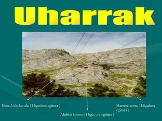 Uharrak Alubioi konoa ( Higadura egitura ) Hustubide kanala ( Higadura egitura ) Harrera arroa ( Higadura egitura ) 